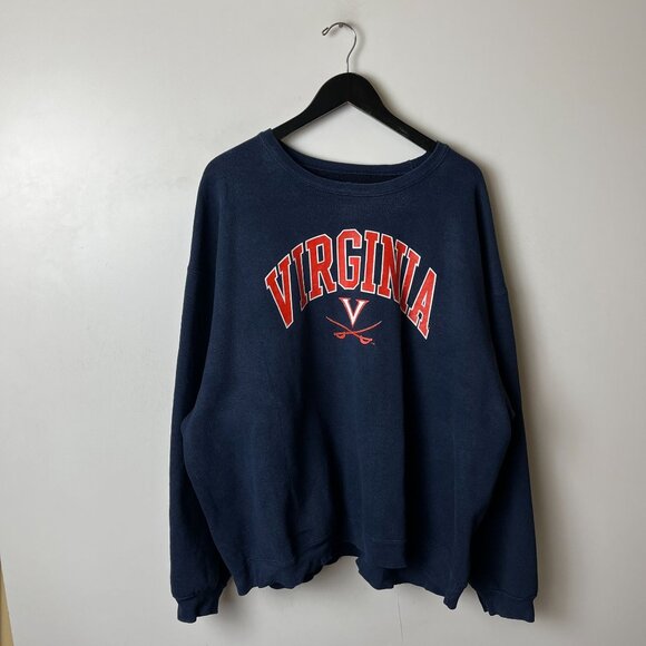 Vintage Y2K University of Virginia Navy Blue Crewneck Sweatshirt Classic - Picture 9 of 13